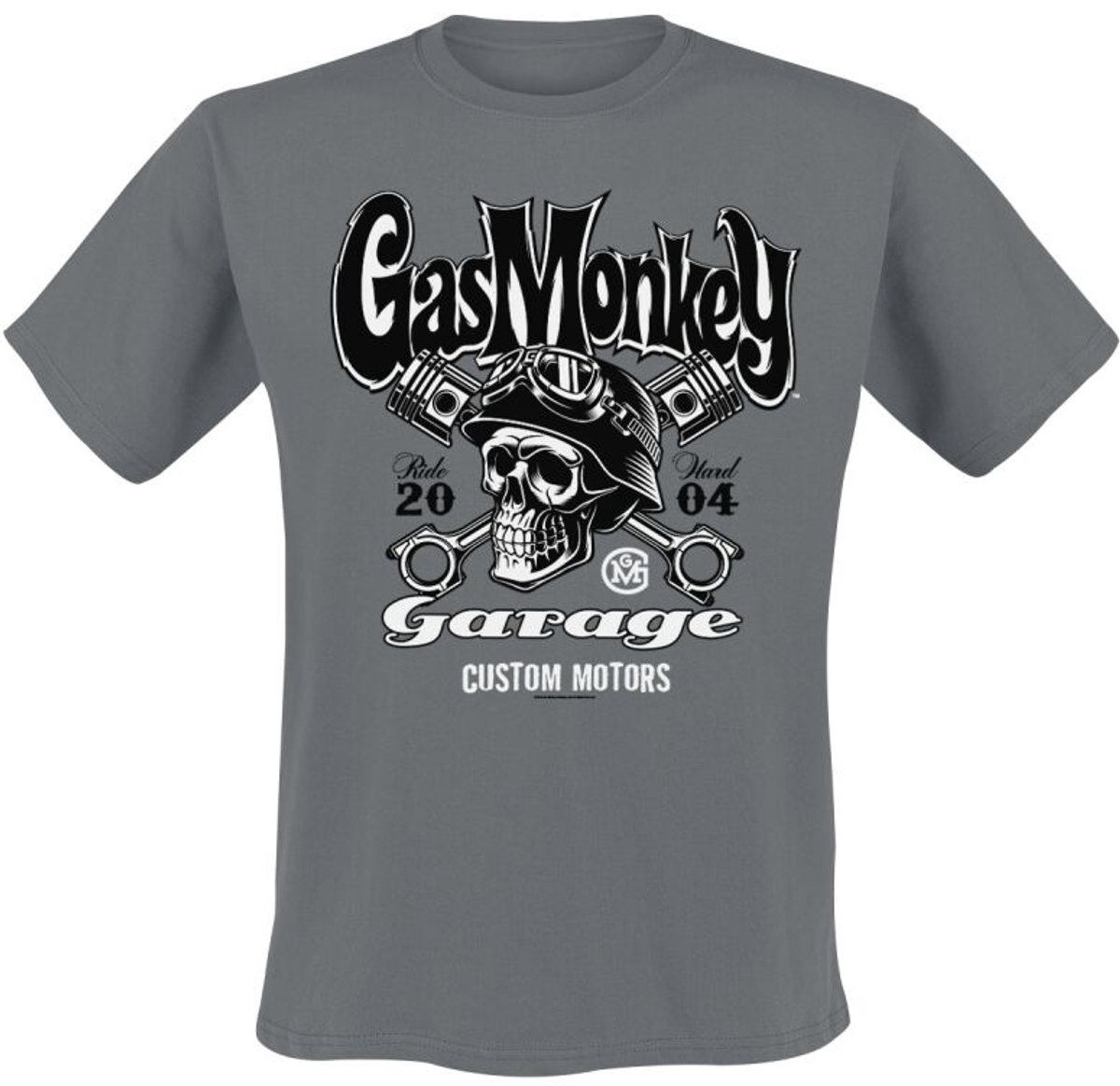 Gas Monkey Garage Custom Motors Skull Heren T-shirt - grijs - S