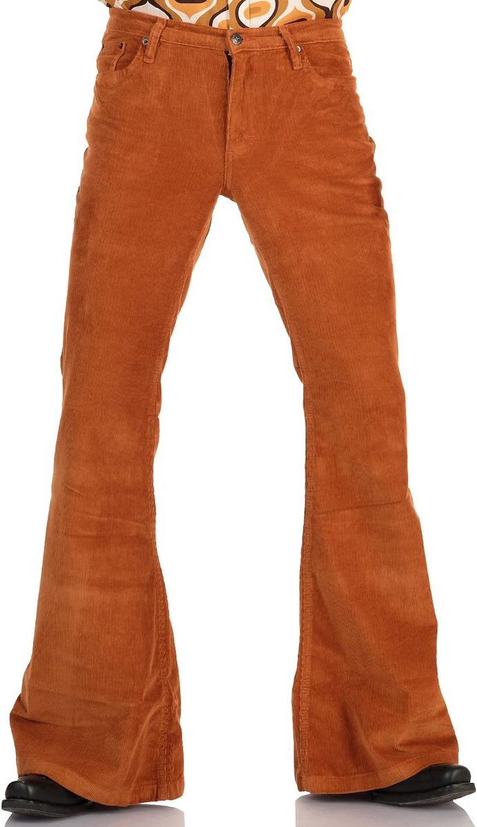 Corduroy broek voor heren, reebruin - corduroy broek in retrolook en jaren '70-stijl