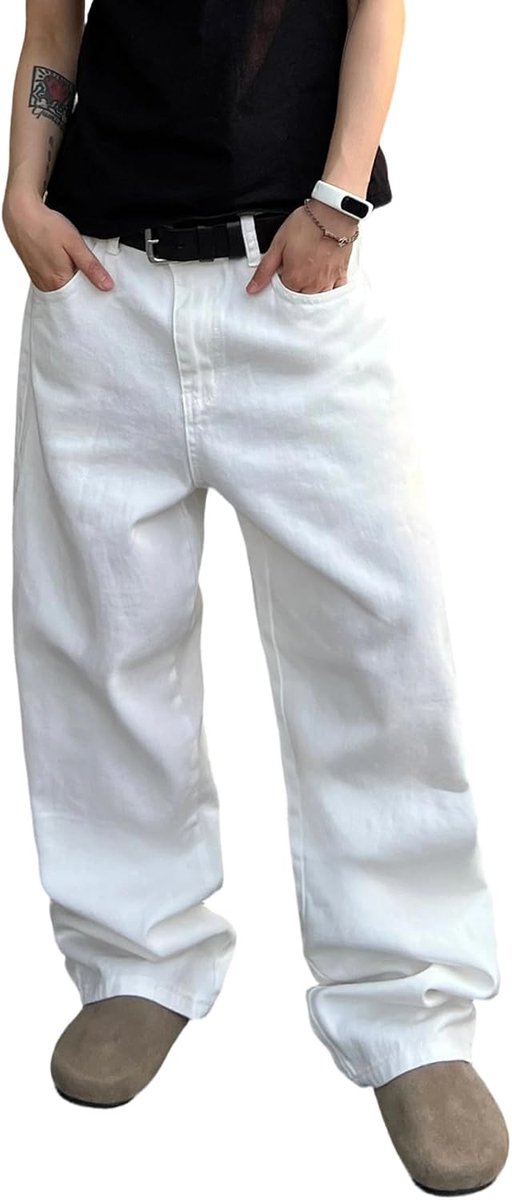 Jeans voor heren, losse wijde snit, Y2K skaterbroek met rechte pijpen, hiphop streetwear