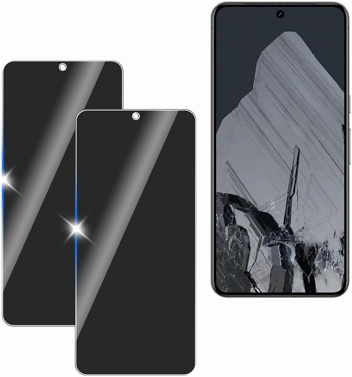 Voor Google Pixel 8 Pro 2 stuks privacy scherm anti-snoop film, anti-spion beschermglas film,privacy scherm, 9H hardheid, krasbestendig