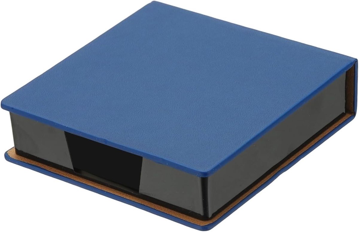 Leren Sticky Notes Houder met Dispenser, 4x4 Notitieblaadjes Organizer voor Bureau, Thuis en Kantoor, Blauw