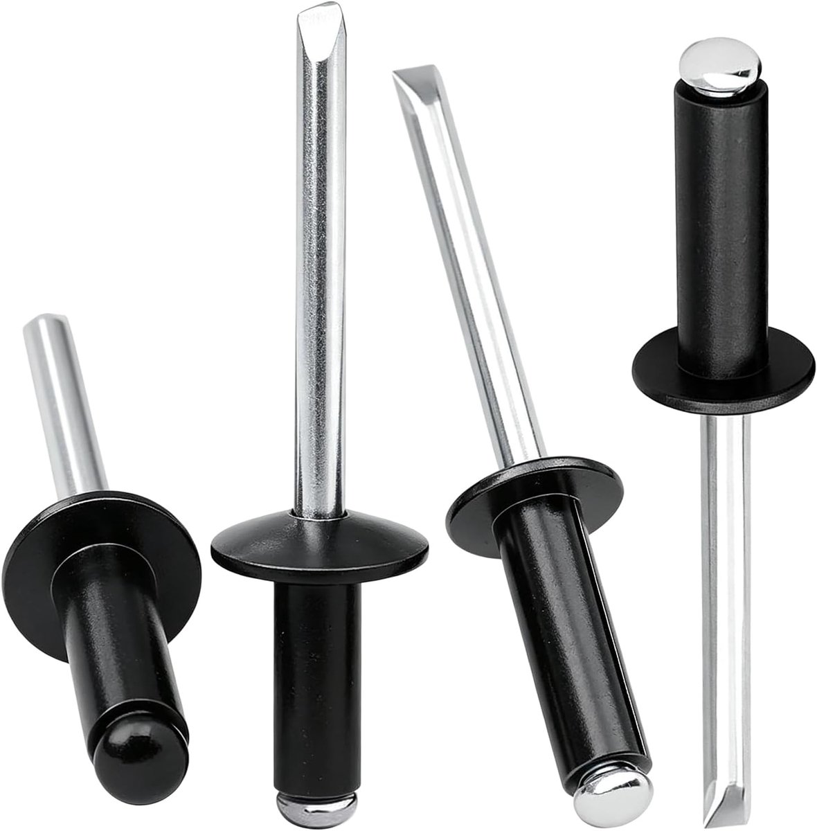 110 stuks blindklinknagels, zwart, 4,8 x 16 mm, aluminium platte kop, popklinknagels, eenzijdige bevestigingsklinknagels voor metaal, plaatwerk, kunststof, doe-het-zelf, werkplaats en