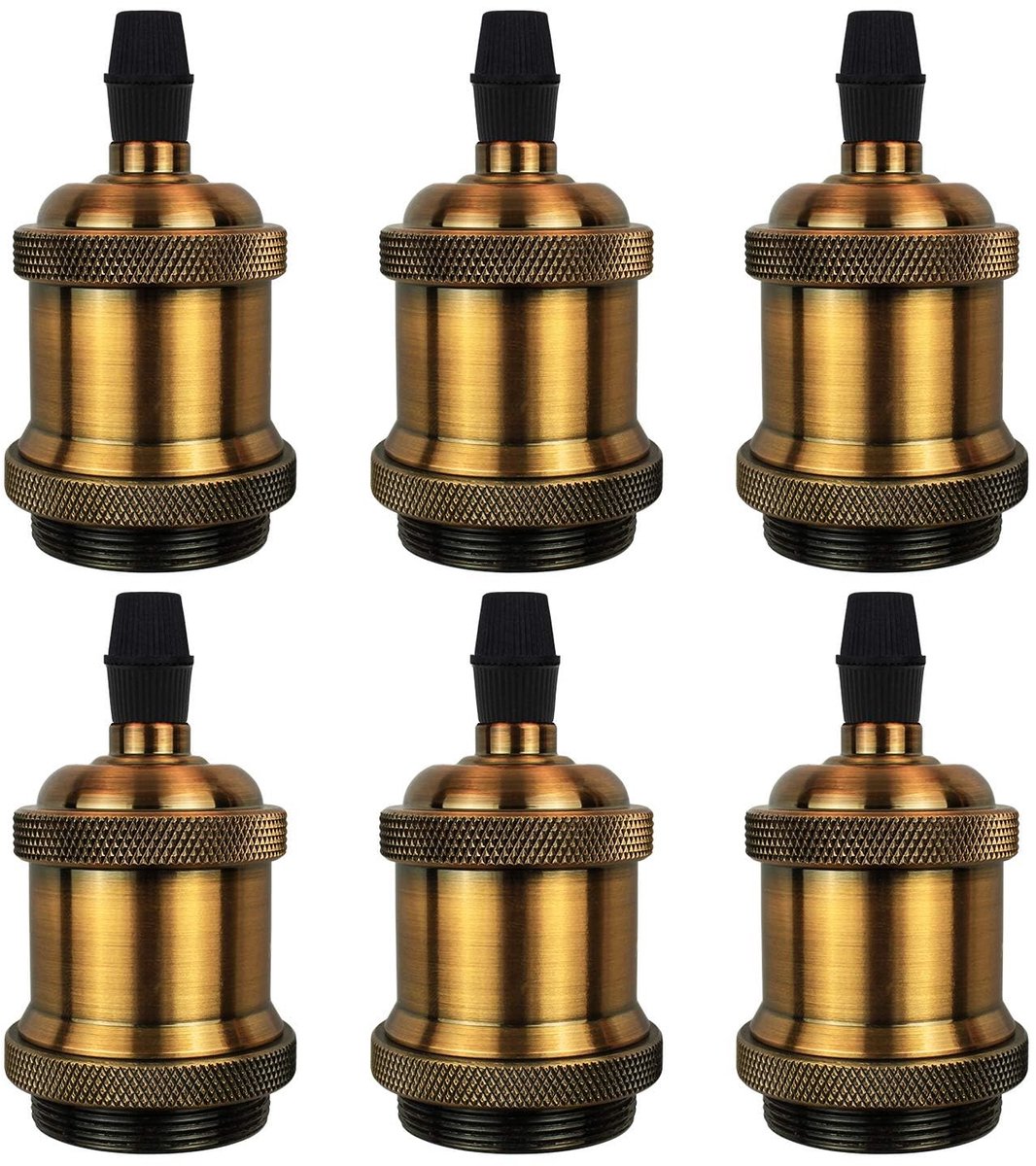 Vintage lamphouder, 6 stuks gloeilampfitting en keramische lont, aluminium en keramische lamphouder, vintage Edison lamphouder voor plafondlampen en doe-het-zelf wandlamp