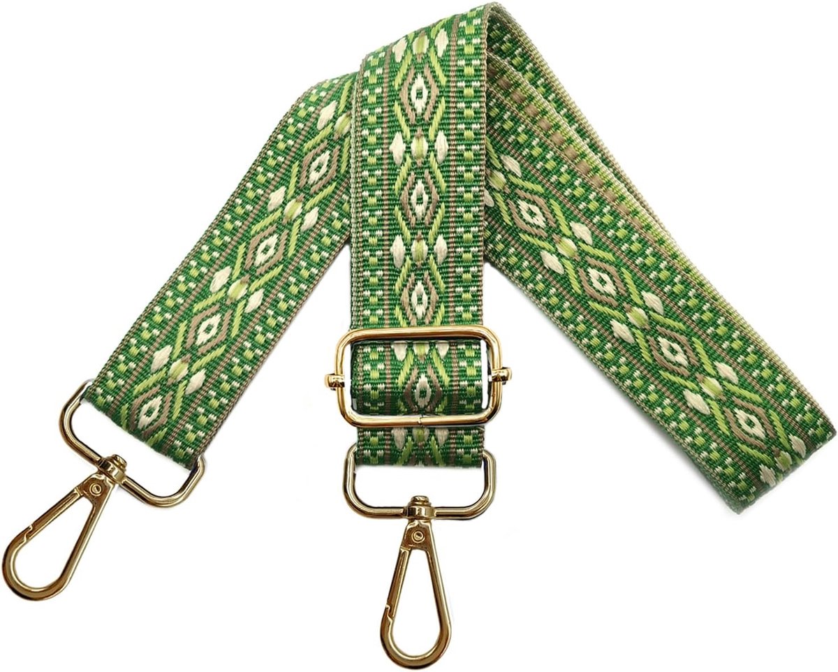 Schouderriem voor tassen, draagriem voor dames, tasriem om te wisselen, tasriem breed 3,8 cm met zilveren karabijnhaak, schouderriem voor schoudertas, handtassen, kleurrijk, N