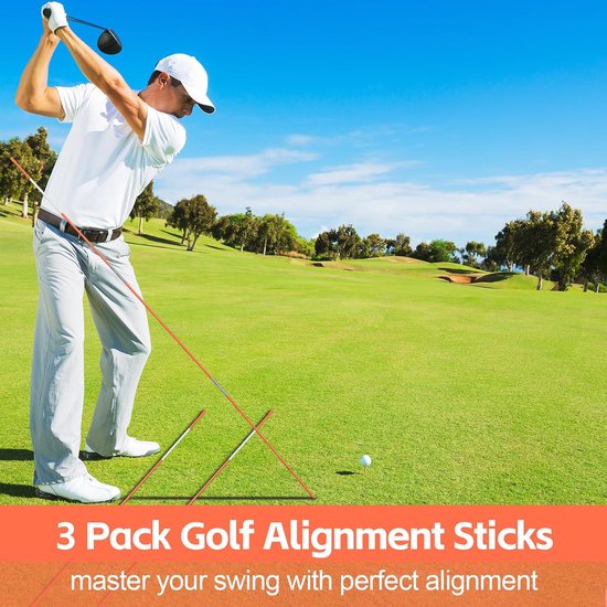 set van 3 stuks 48 inch uitlijnstokstaven voor golftraining, inklapbare golfpraktijk richtstok met doorzichtige buisbehuizing — afbeelding 5