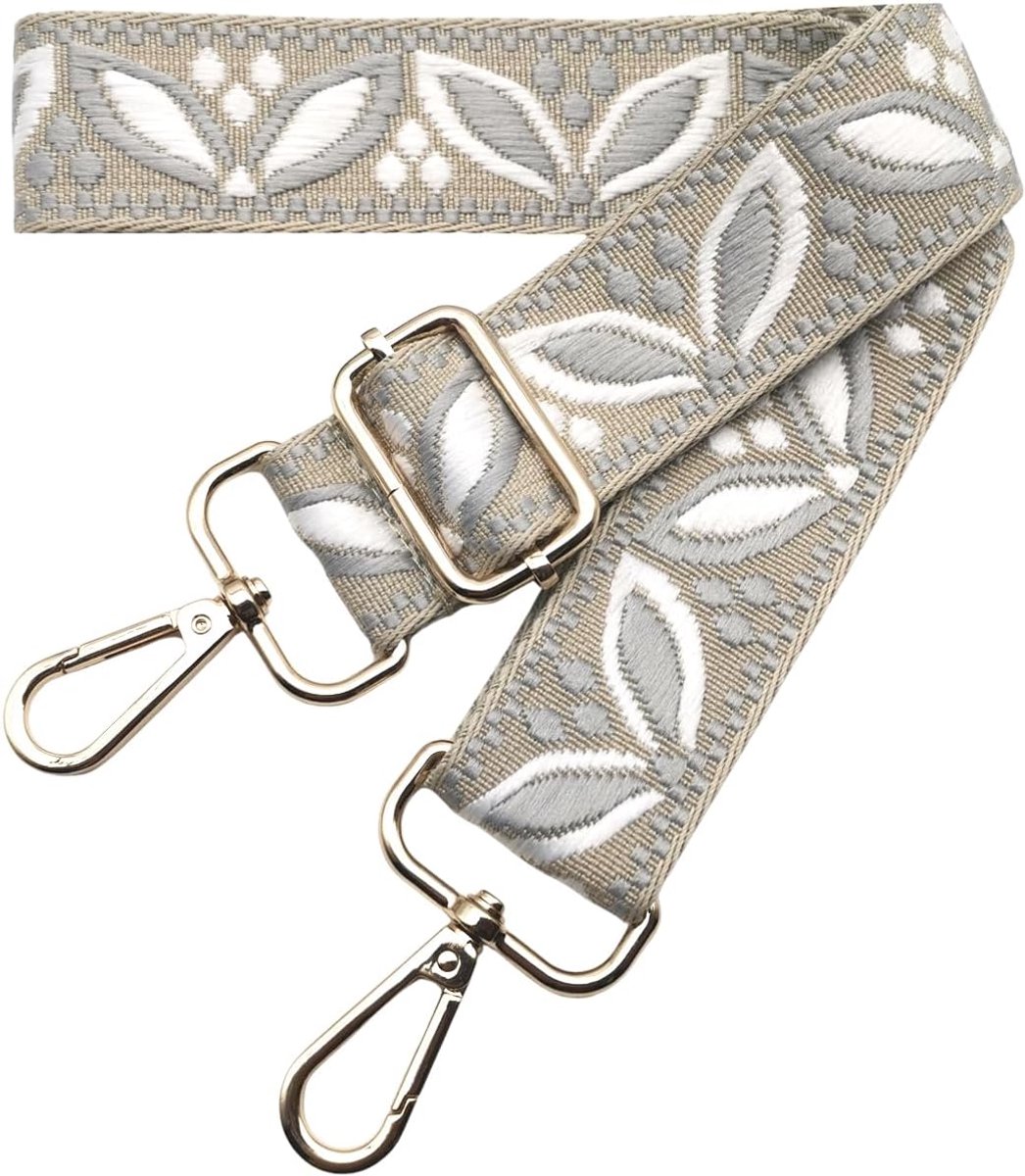 Wisselbanden voor vervanging, brede schouderband voor dameshandtassen, 3,8 cm wisselband met karabijnhaak goud, schouderband voor dames, moderne crossbody, handtas, beige/lichtgrijs, 606