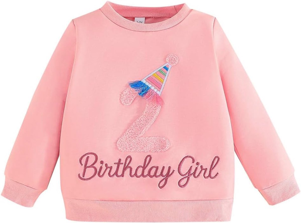 Meisje verjaardag sweatshirt voor kinderen outfits T-shirt brief borduurwerk trui kleding voor peuters verjaardag geschenk top