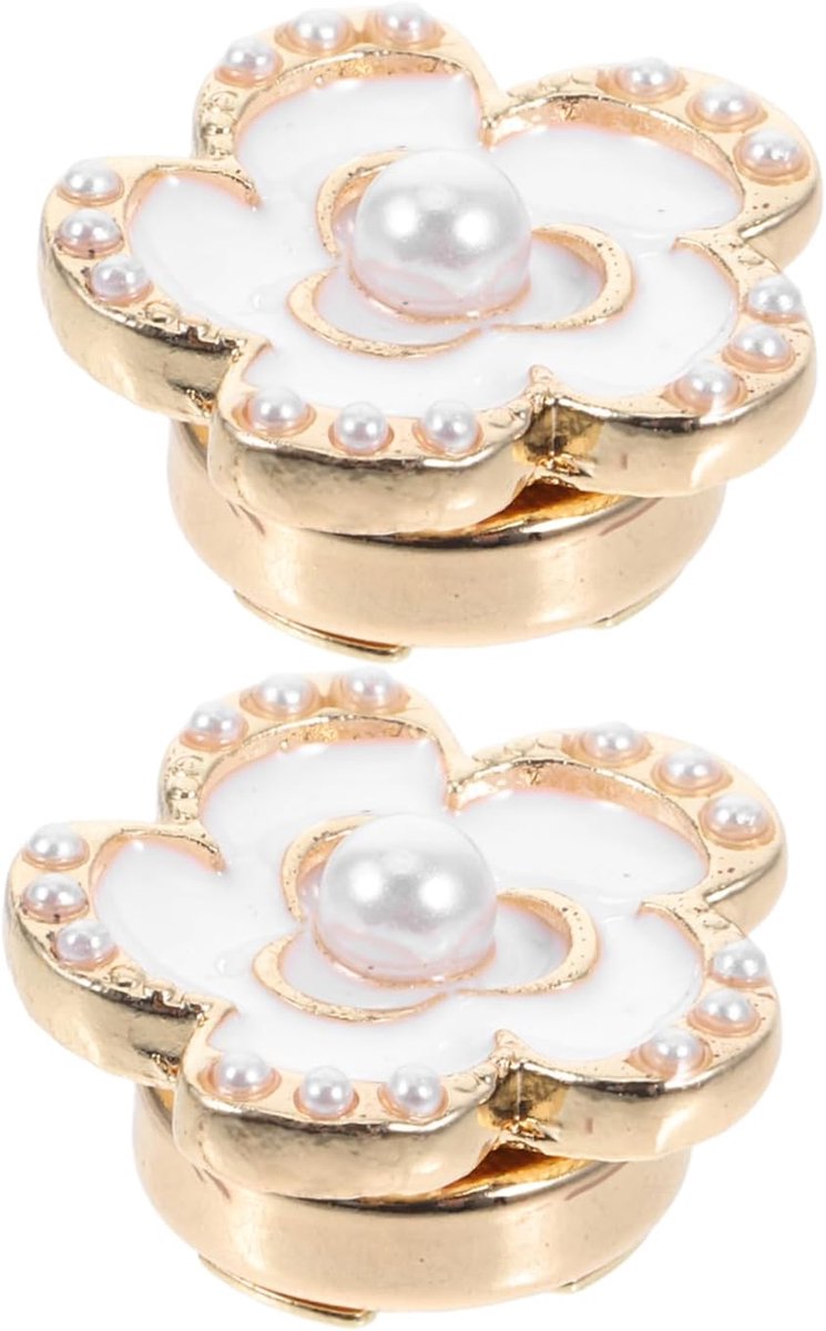2 stuks Elegante Bloemen Legering Manchetknopen Voor Dames Parel Ontwerp Decoratieve Knoopclips Voor Shirts En Jurken Stijlvolle Doe-het-zelf Kleding Accessoires