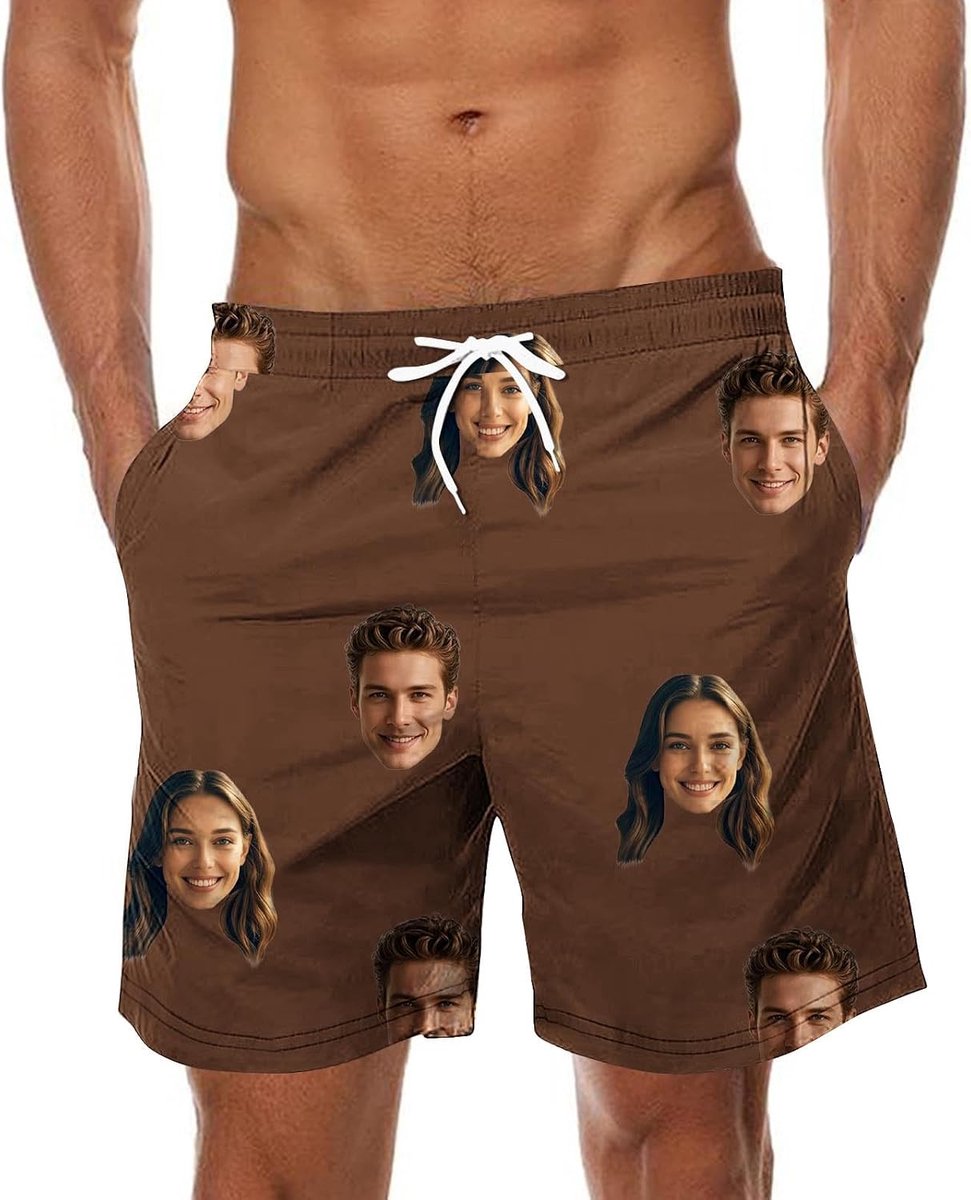 Generisch Badehose Personalisiert Herren - Badeshorts mit Gesicht Foto Bedrucken Lassen, Badehosen Lustig Männer Lustige Hawaii Swimming Shorts Lang Sommer Schwimmhose Schnelltrocknend
