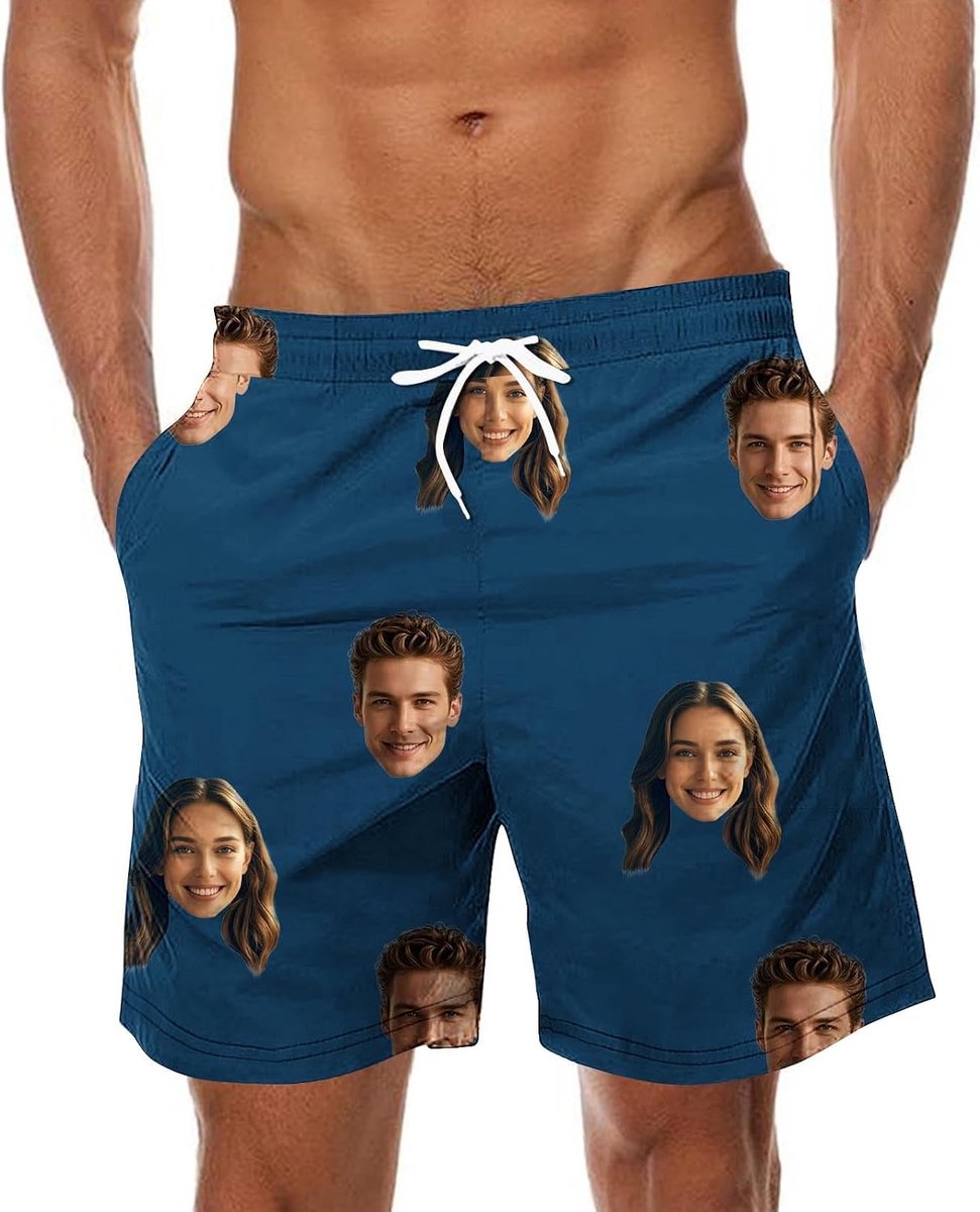 Generisch Badehose Personalisiert Herren - Badeshorts mit Gesicht Foto Bedrucken Lassen, Badehosen Lustig Männer Lustige Hawaii Swimming Shorts Lang Sommer Schwimmhose Schnelltrocknend