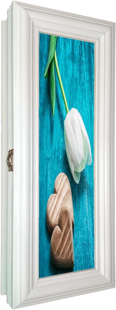 Sleutelkast van hout, hangkast met sleutelbord, wandorganizer voor het opbergen van sleutels, sleutelkast vintage look, houten sleutelbox