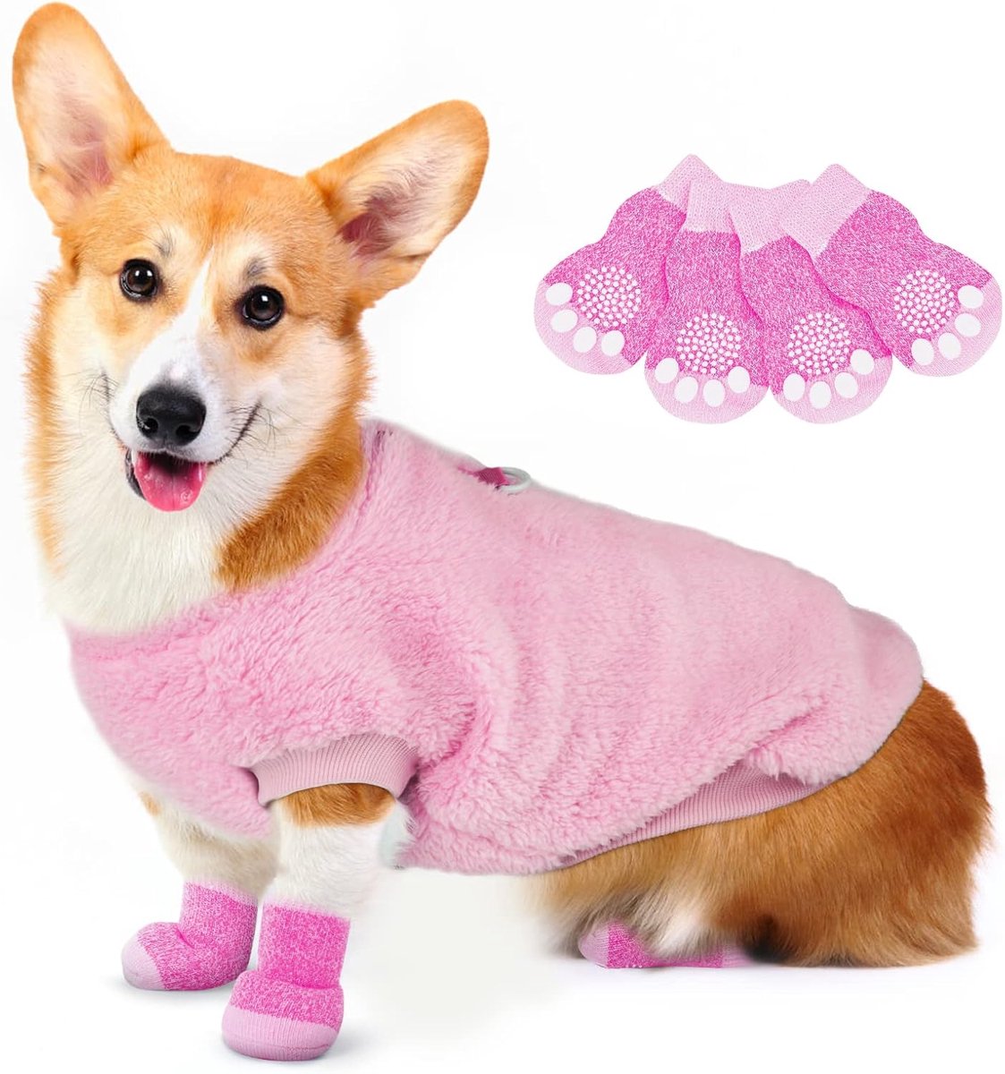 Pluche Warme Trui Kattenkleding Warme Hondentruien Fleece Pet Coat Puppy Trui Trui Kleding Huisdier Kostuum Puppy Trui voor Small Medium Pink-XL