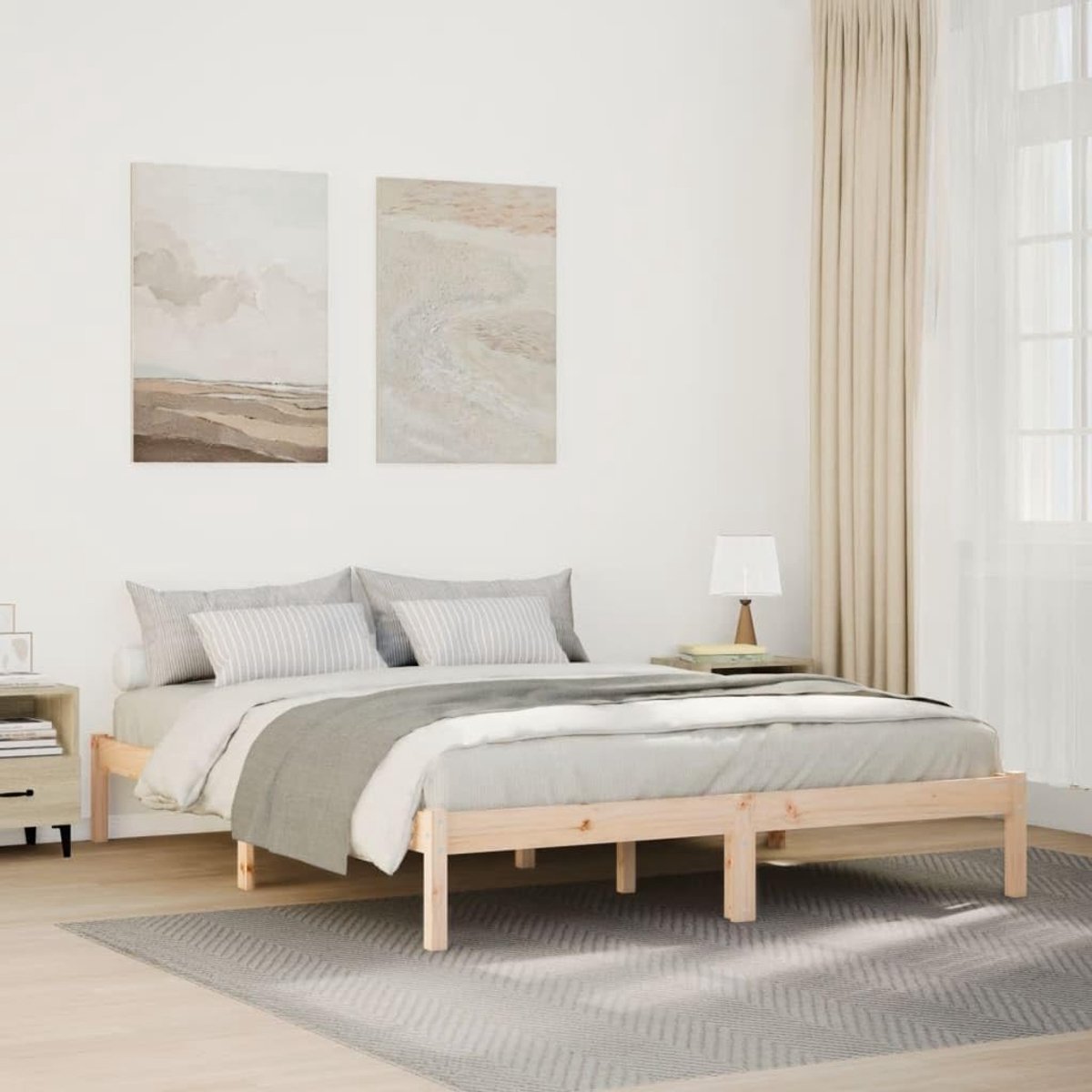 Massief grenenhout lattenbodem naturel 160x220 cm