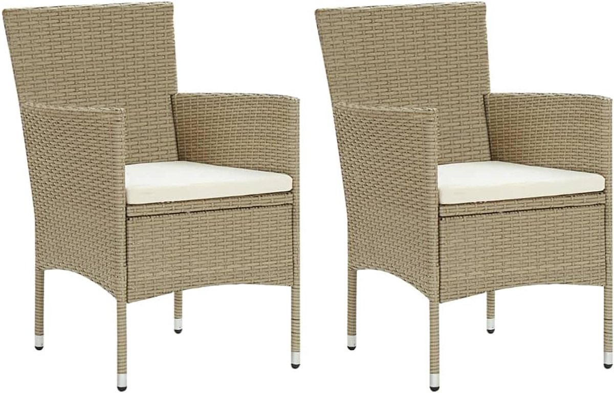 Set van 4 stoelen van polyvinyl-rotan voor buiten, roest- en schimmelbestendig stalen frame, inclusief kussens, ergonomisch design met gebogen rugleuning voor eetkamer