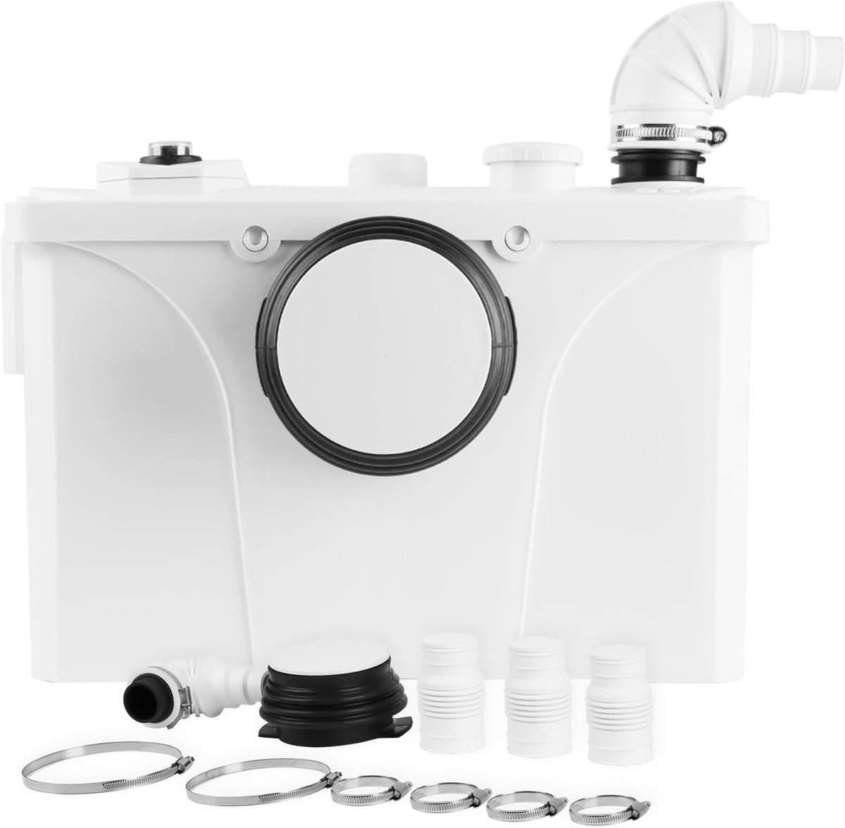 700 W, afvalwaterhefsysteem, 190 l/min, kleine hefinstallatie met 4 inlaten, afvalwaterpomp voor toilet, wastafel, wasmachine, keuken, wit, zeer stil