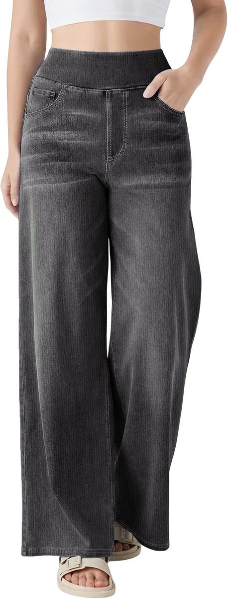 Jeans voor Vrouwen UK Hoge Taille Baggy Brede Pijpen Stretchy Trendy Lichtgewicht Rechte Bootcut Jeans Denim Leggings