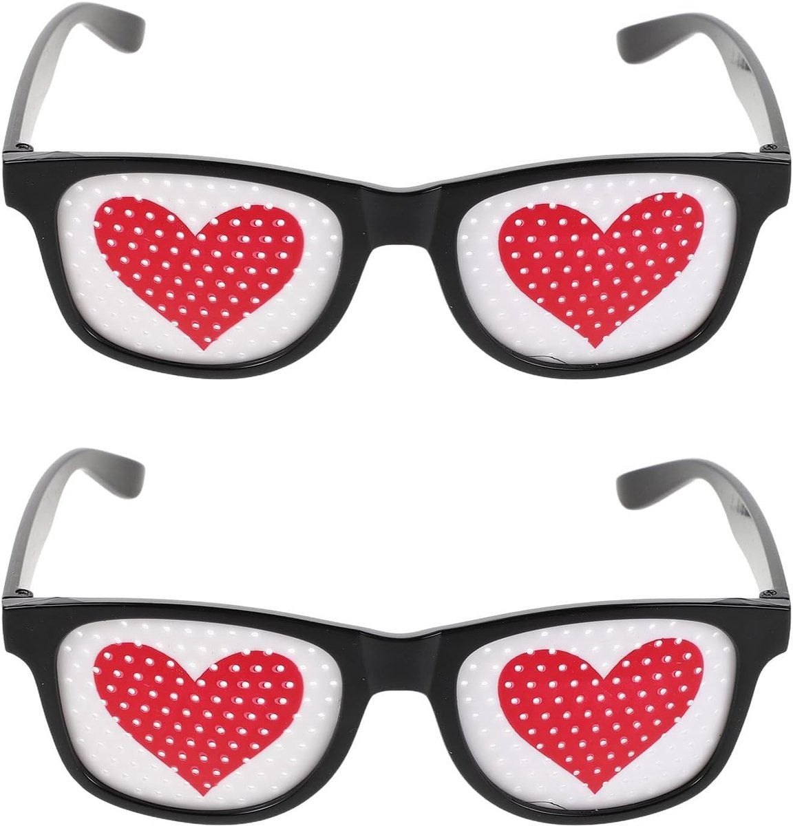 2 stuks nieuwe vierkante zonnebrillen met hartprint - Valentijnsdag hartvormige bril fotolijst rekwisieten bruiloft feestbrillen uitgeholde liefdesbrillen voor kerstfotoshoot