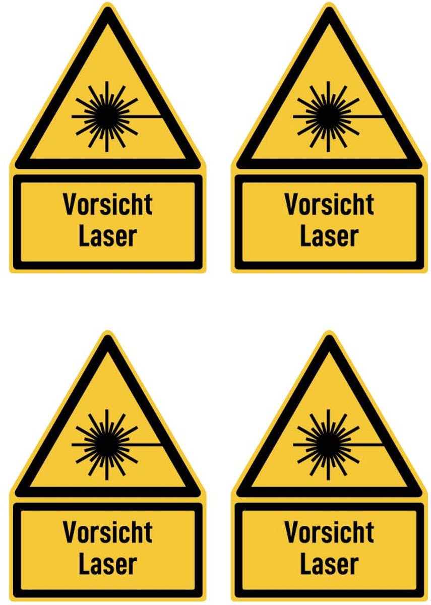 150x100 mm, 4 stuks - waarschuwingsteken met tekst (Duits) (geel/zwart) - driehoek - W004 - DIN EN ISO 7010 / ASR A1.3
