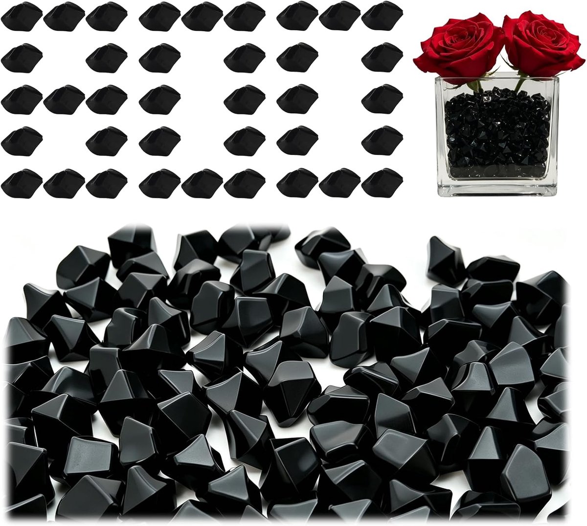 800 Stuks Zwarte Nep Ijs Acryl Ijskristallen Acryl Ijs Gems Voor Vaas Party Desktop Decoratie Ambachten