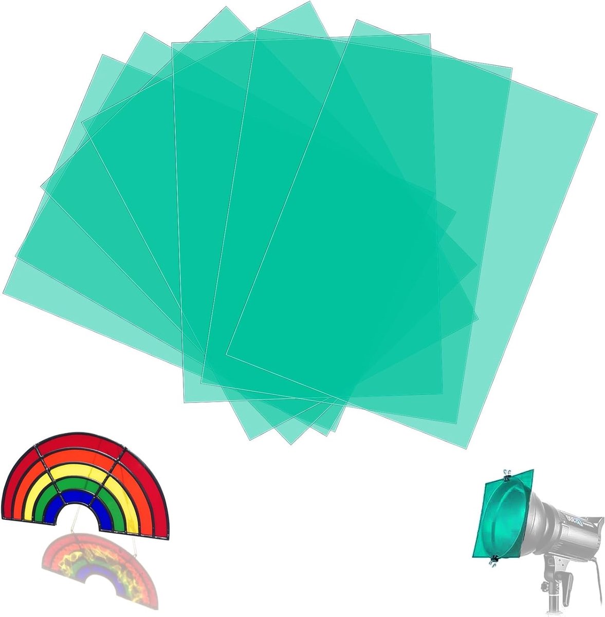 7 filters A4 fotogelatine groen transparant op elkaar stapelbaar voor LED-licht - kleurcorrectie DIY