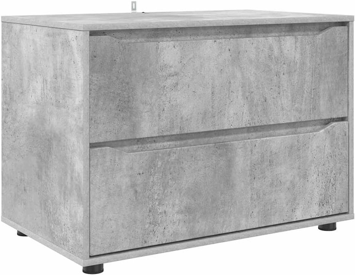 Opbergkast beton grijs 80 x 48 x 57 cm houtmateriaal met laden, kogellagergeleiders en handmatige hoogteverstelling