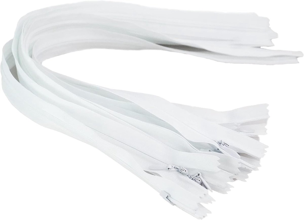 Zip-10st Wit Onzichtbare ritsen-Maat 60cm