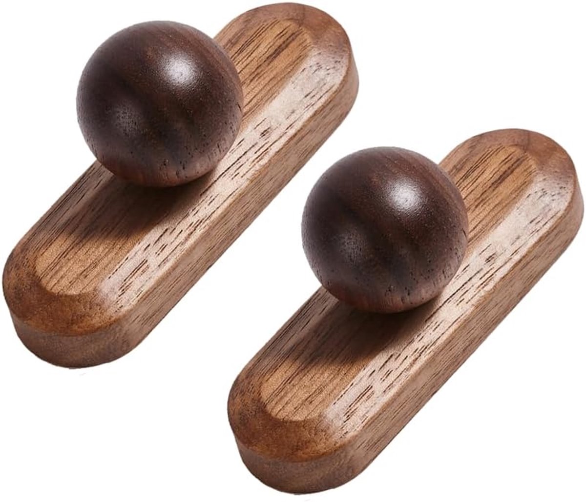 2 STKS Meubelgrepen 0 MM Bal Vormige Decoratieve Handgrepen Moderne Stijl Zwart Walnoot Hout Enkele Gat Base Zwart Walnoot Houten Bal Geschikt voor Kasten Laden Kasten Keuken Slaapkamer Schoen