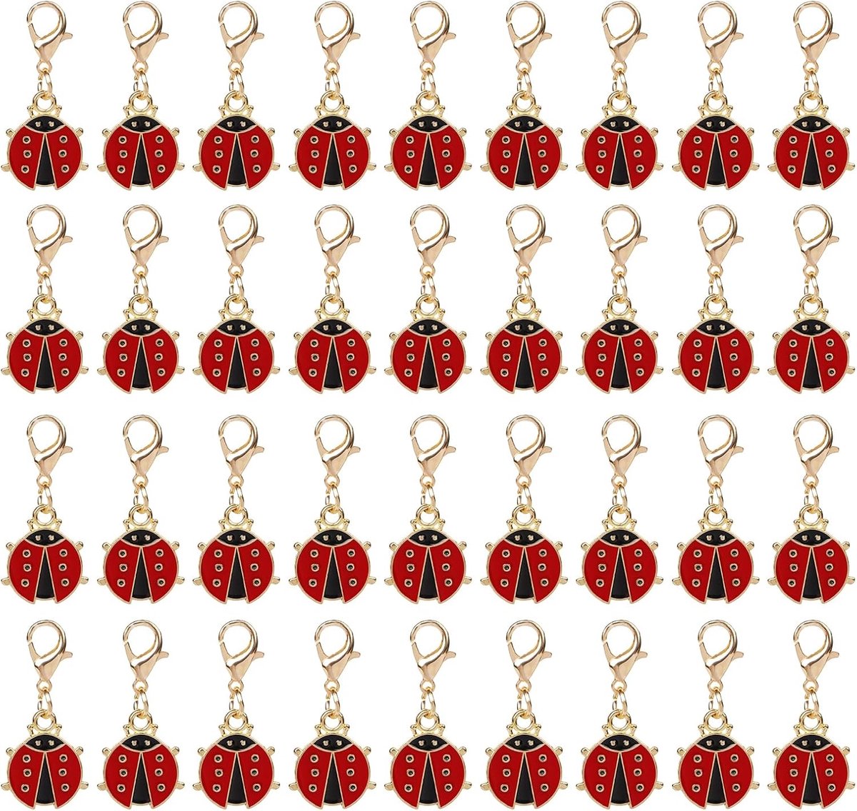 Dailygoods- Lieveheersbeestje Hanger Gelukssymbool - 36 Stuks - Sleutelhanger - Karabijnhaak - Cadeau voor Verjaardag - Duurzaam Materiaal - Gelukshan