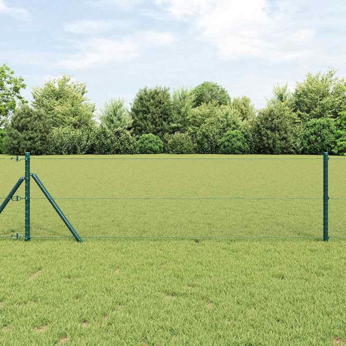 Zeshoekige omheining groen 0,6 x 100 m staal, hekpalen 13 stuks groen Ø 32 mm 100 cm verzinkt staal zeshoekig vlechtwerk veldhek voor kippenhok konijnenhok wildbescherming