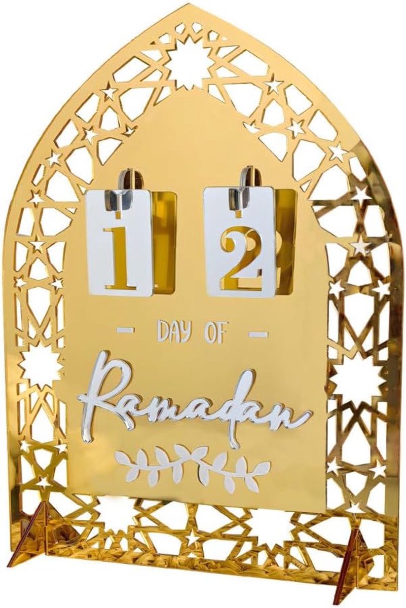 Dailygoods- Ramadan Kalender Aftelornament - Acryl Decoratie - Eenvoudige Installatie - Beweegbare Cijfers - Elegant Ontwerp - Feestelijke Bijeenkomst