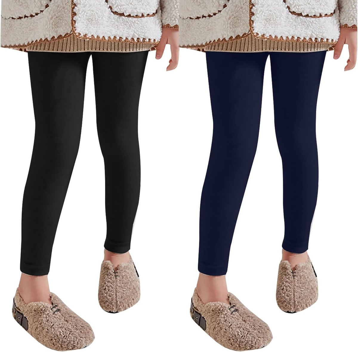 Leggings voor meisjes, hoge taille, thermisch ondergoed, gevoerde thermische panty, ondergoed, kinderbroek, zachte winterwarme leggings voor meisjes, 1/2/3 stuks