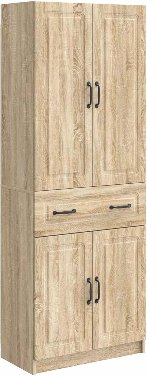 Kastset 2 stuks, Sonoma eiken, houtmateriaal, 4 planken, 4 deuren, 1 lade, 20 kg per plank, veel opbergruimte, voor woonkamer, slaapkamer, hal, kantoor