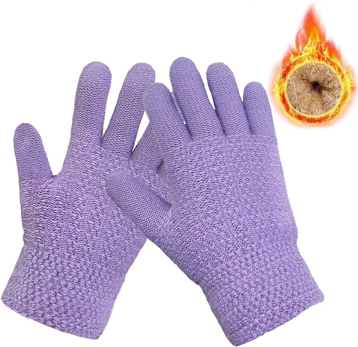 Handschoenen voor kinderen, warme thermische gebreide handschoenen voor jongens en meisjes, dikke fleece handschoenen voor koud weer buitensporten