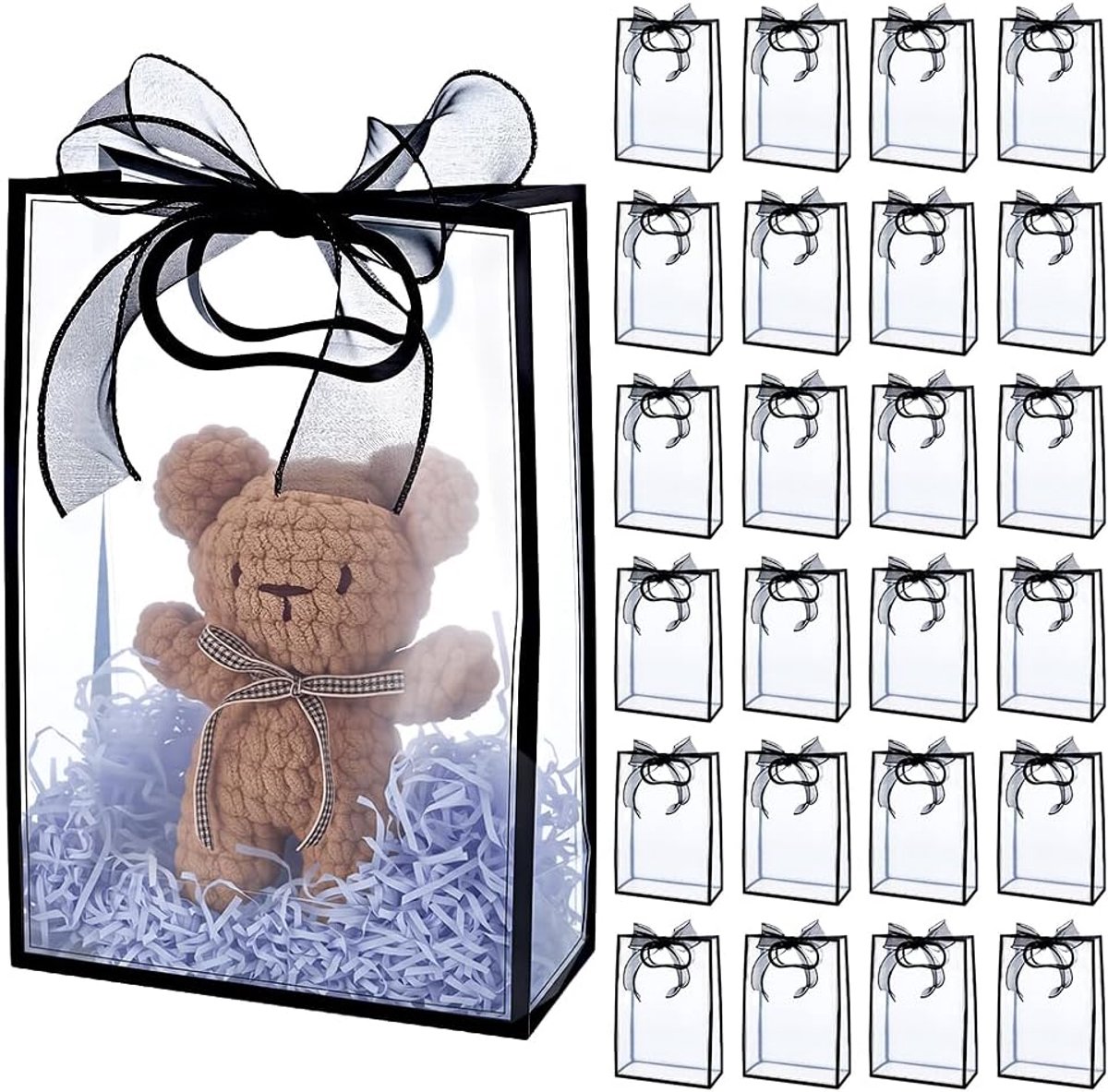 Dailygoods - Innovra - Dailygoods - 24 Stuks Doorzichtige Plastic Geschenkzakjes met Handgrepen
