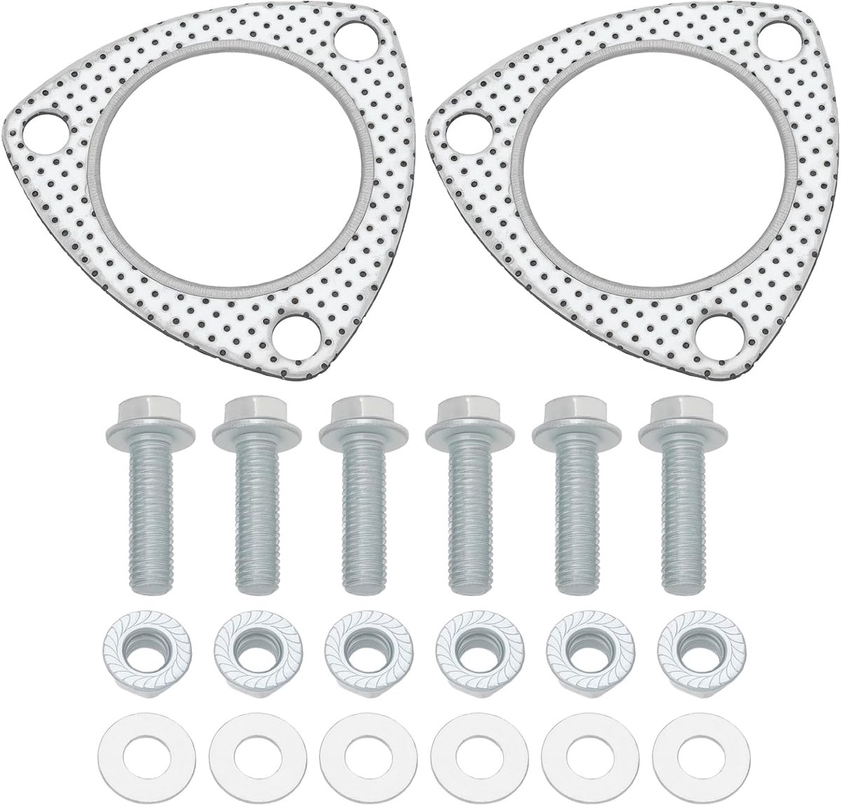 Dailygoods- Uitlaatpakking Metaal - 2 Verbindingsstukken - 6 Joints - 6 Schroeven - 6 Moeren - 96mm x 94mm Afmetingen