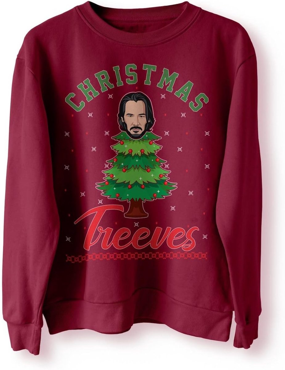 Reeves John Christmas Treeves Jumper Sweater Sweatshirt Meme Xmas Grappige Sweatshirt Trui Film Grappige Kerst Jumper Wick