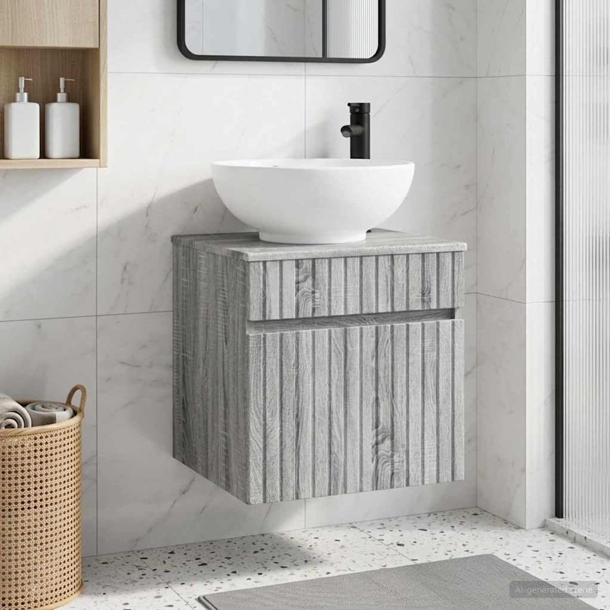 Wastafel vanity Sonoma-grijs met lade