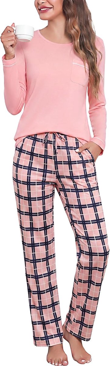 katoen, lang, winter, tweedelig, pyjama's voor dames, winter, nachtkleding, casual pyjama, comfortabel