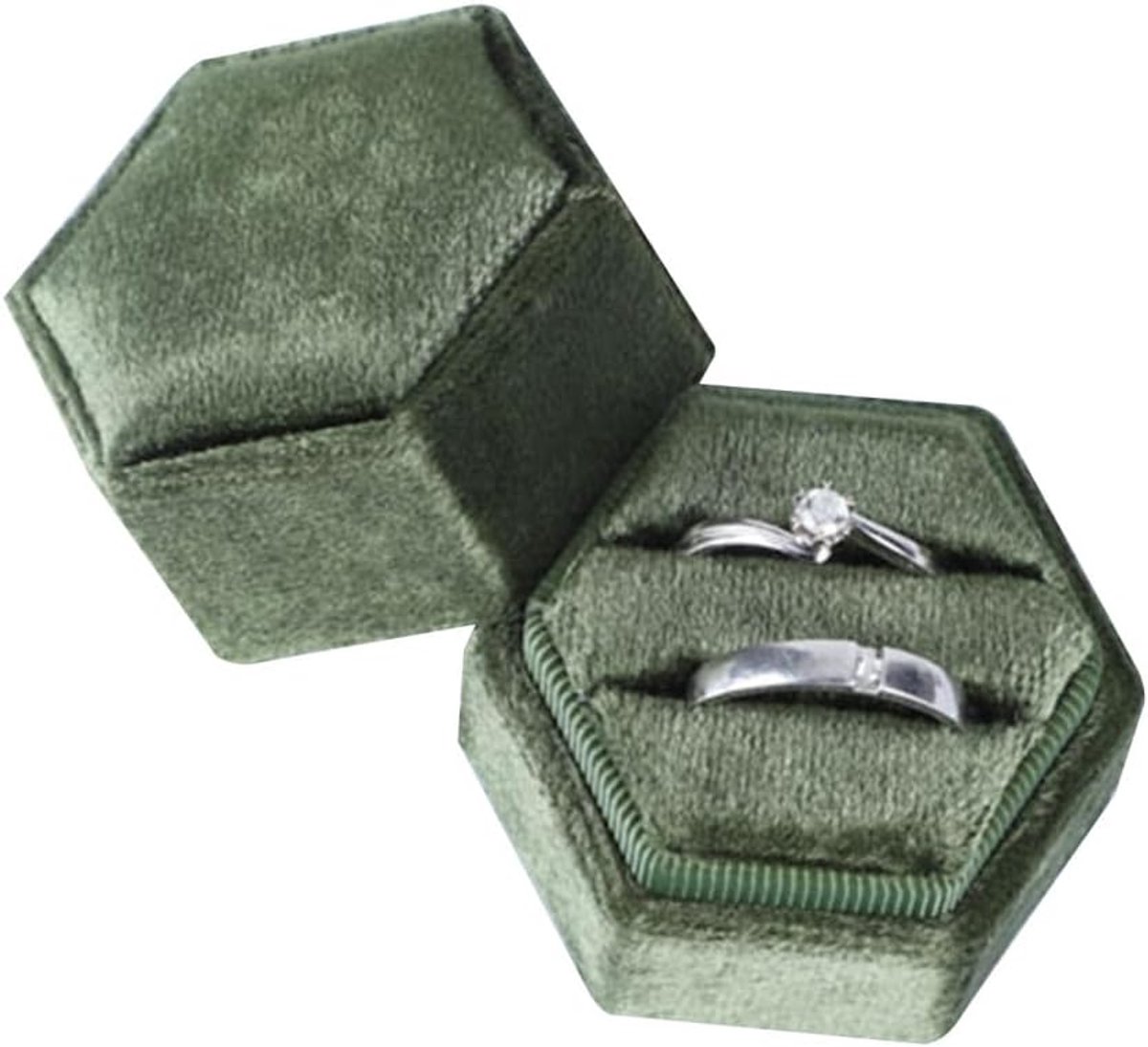Dailygoods- Ringbox Fluwelen Opbergdoos - Zeshoekig - Huwelijksceremonie - Verloving - Verjaardag - Luxe Glans - Sieradenbox