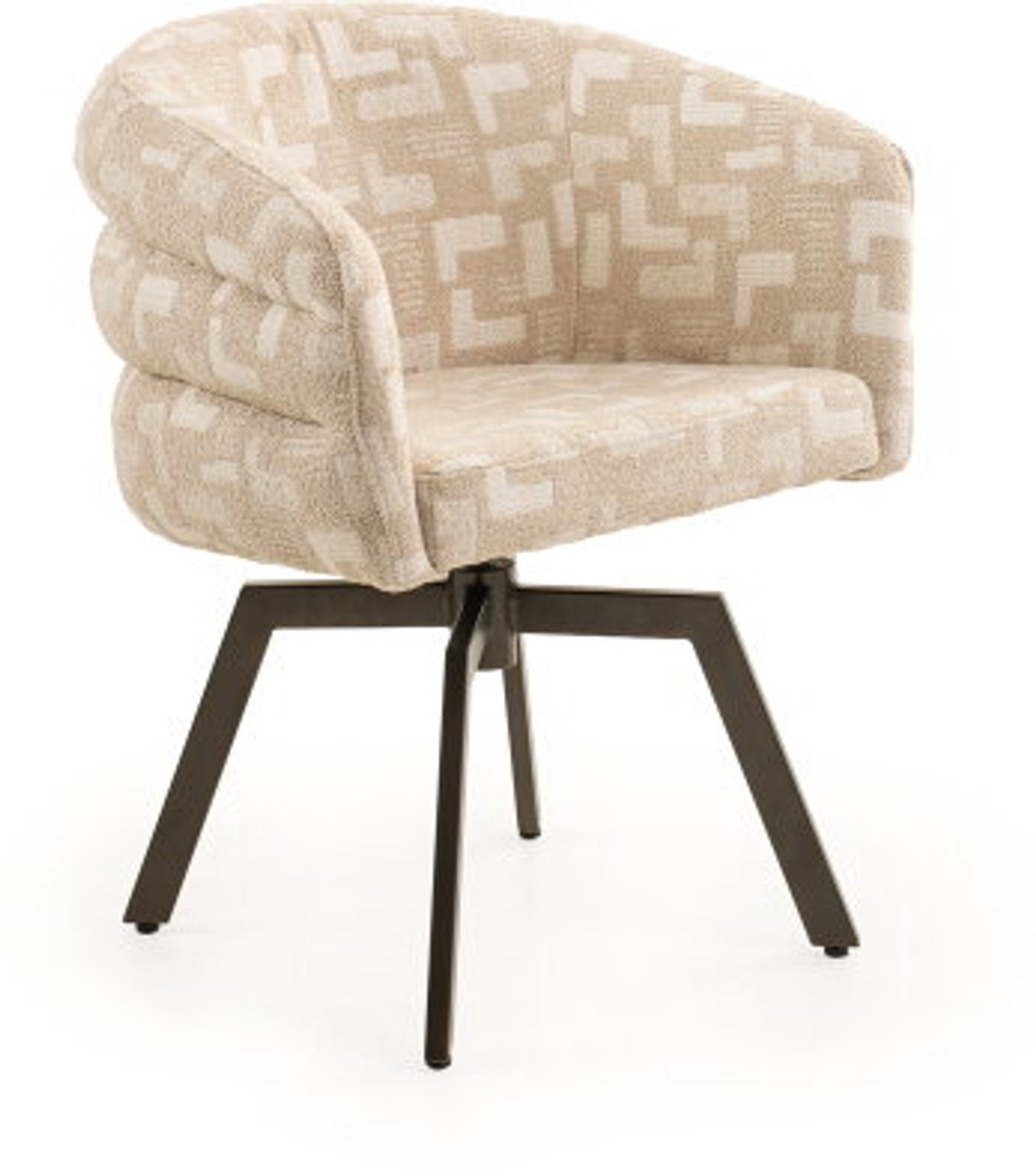 Moods Collection Eetkamerstoel Imola draaibaar Mars anodic bruin - Mosaic beige 05 beige-creme