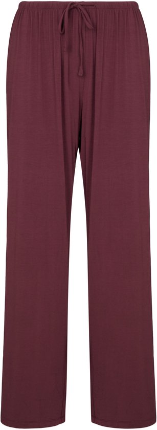 Paarse pyjamabroek met wijde pijpen, elastische tailleband en trekkoord.