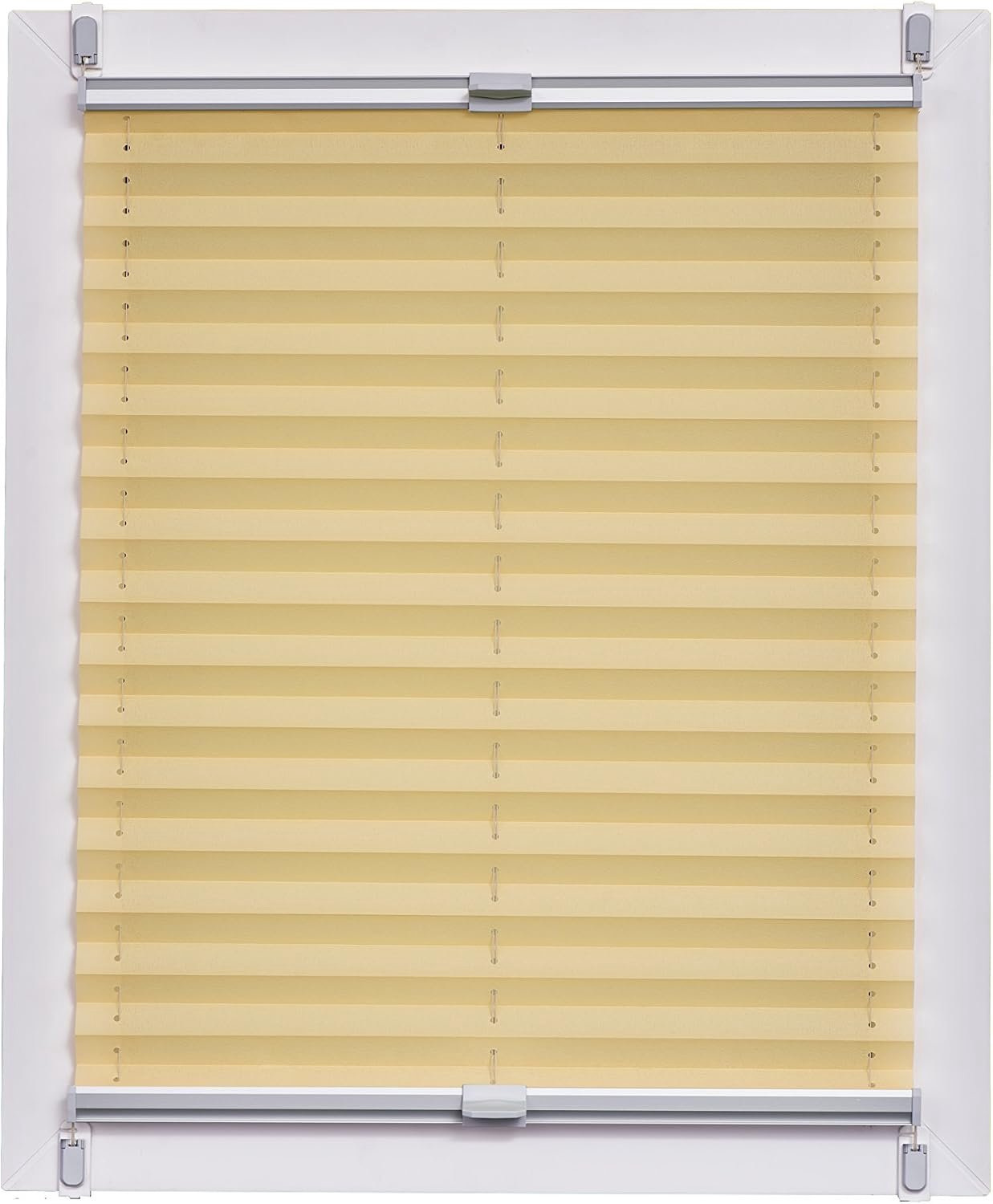 Made in Germany, daglicht, crêpes Uni Klemmfix, zilvergrijze rail, 120 x 150, stof, geel, 120 x 150 cm