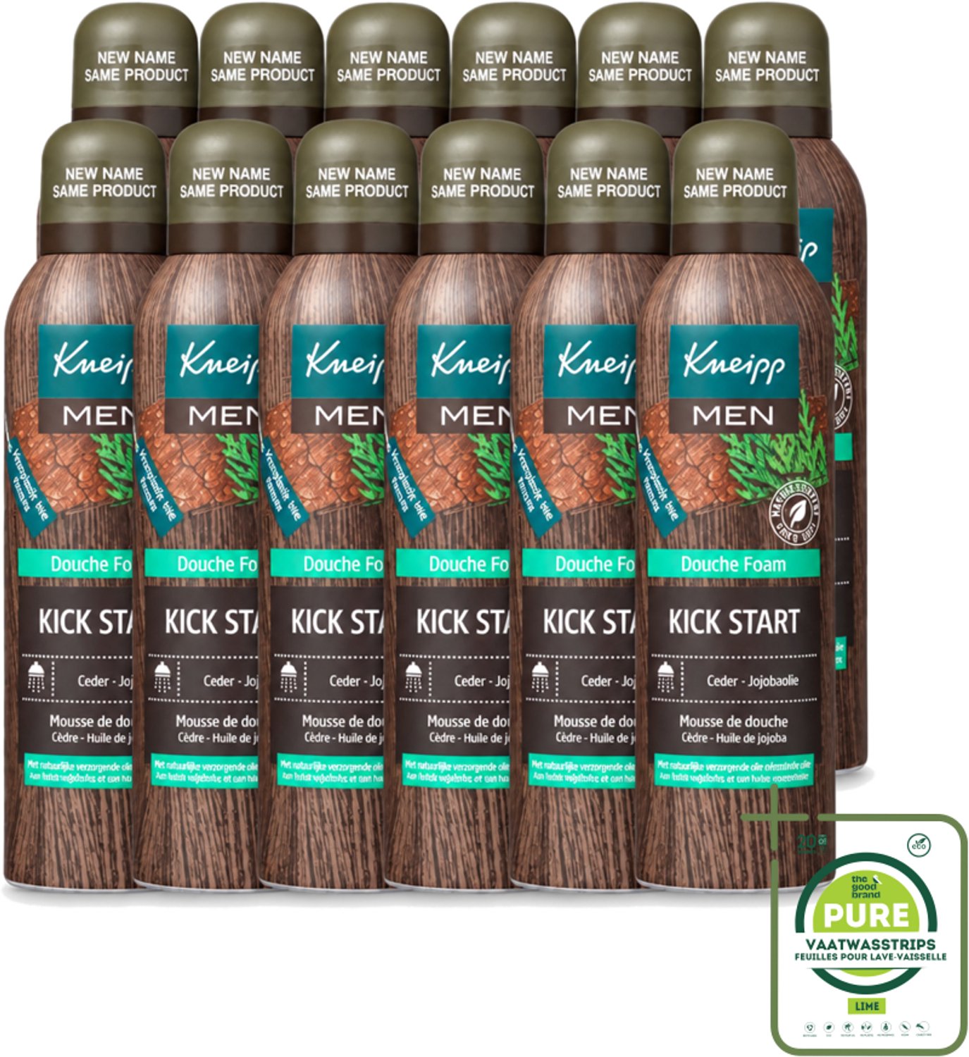 12 x Kneipp - Douchefoam - Ceder & Jojobaolie - Verzorgend - Vegan - 200 ml - Grootverpakking - Vaatwasstrips - Douchefoam - Ceder - Jojobaolie - Vegan - Schuim