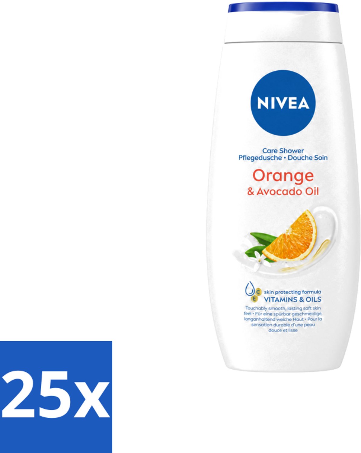 25 x Nivea - Douchegel - Orange - Voelbaar Gladde Huid - 250 ml - Voordeelverpakking - 25 stuks