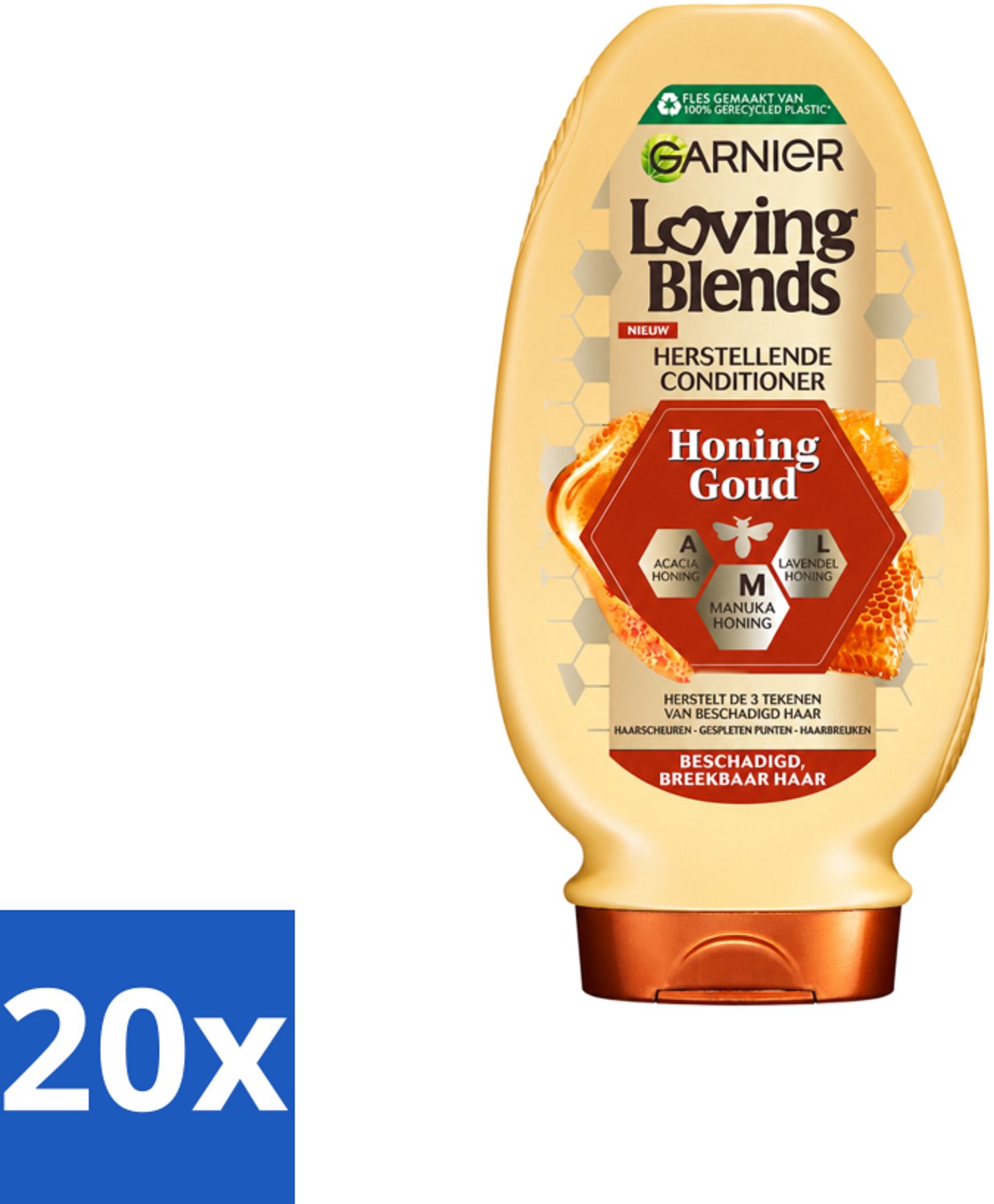 20 x Garnier - Loving Blends - Conditioner - Honing Goud - Beschadigd & Breekbaar Haar - 250 ml - Voordeelverpakking - 20 stuks