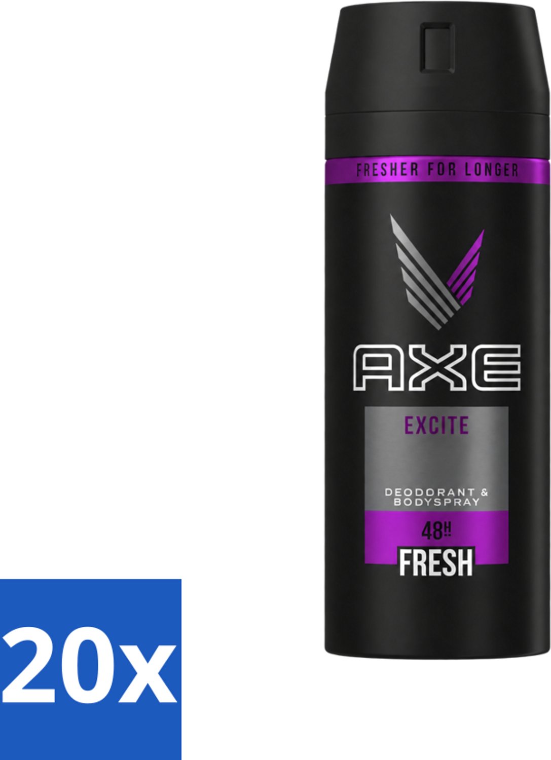 20 x Axe - Deodorant Bodyspray - 48hrs Fresh - Excite - 150 ml - Voordeelverpakking - 20 stuks