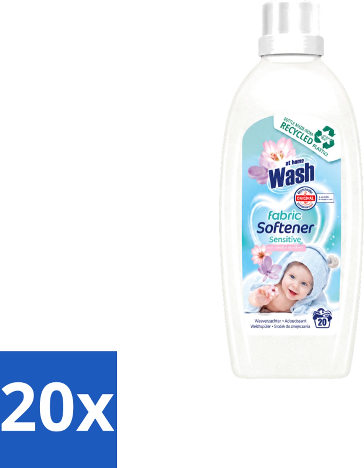 20 x At Home - Wash - Wasverzachter - Sensitive - 20 Wasbeurten - Voordeelverpakking - 20 stuks