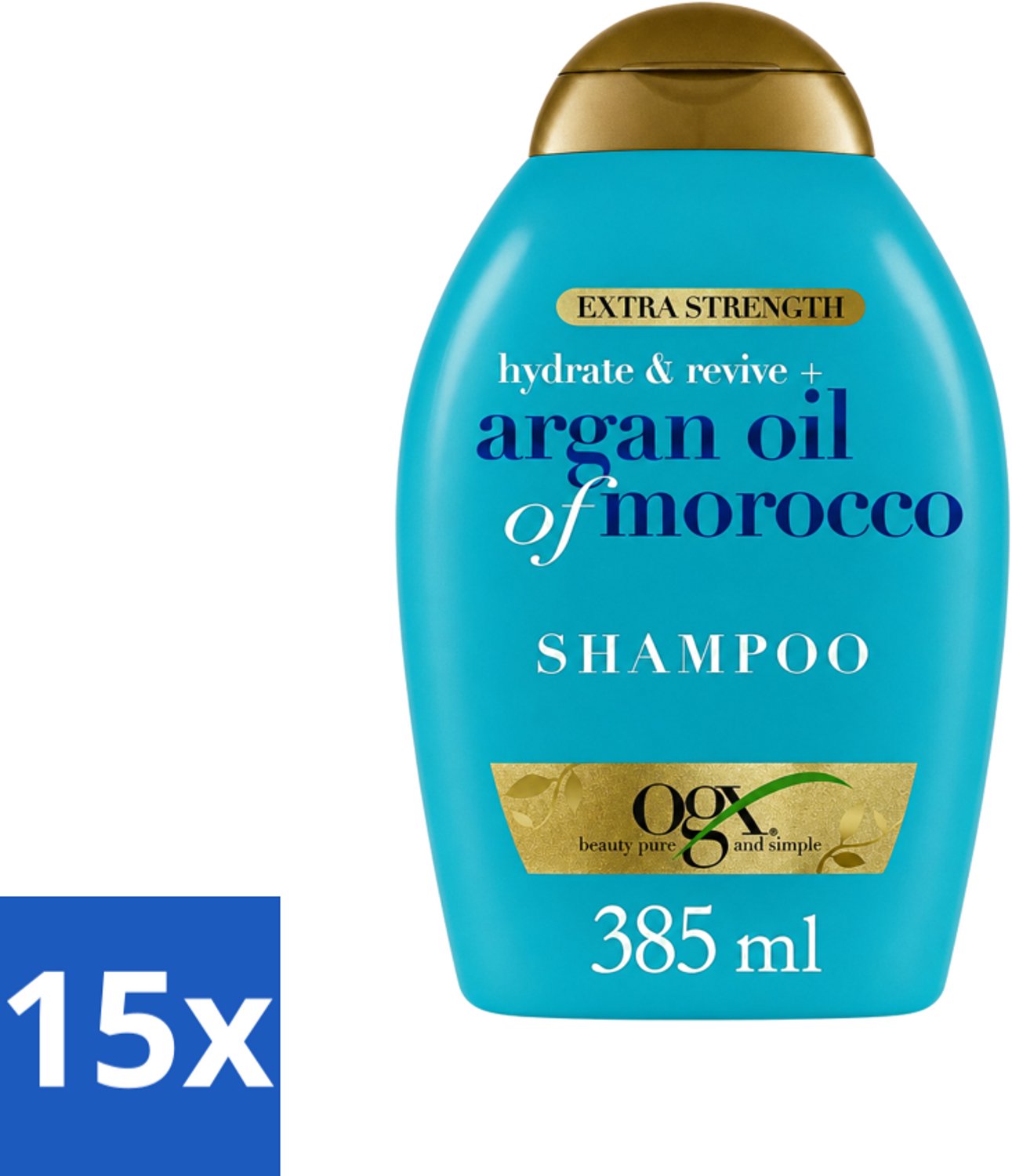 15 x OGX - Argan Oil of Morocco - Shampoo - Extra Sterk - Hydrate & Revive - 385 ml - Voordeelverpakking - 15 stuks