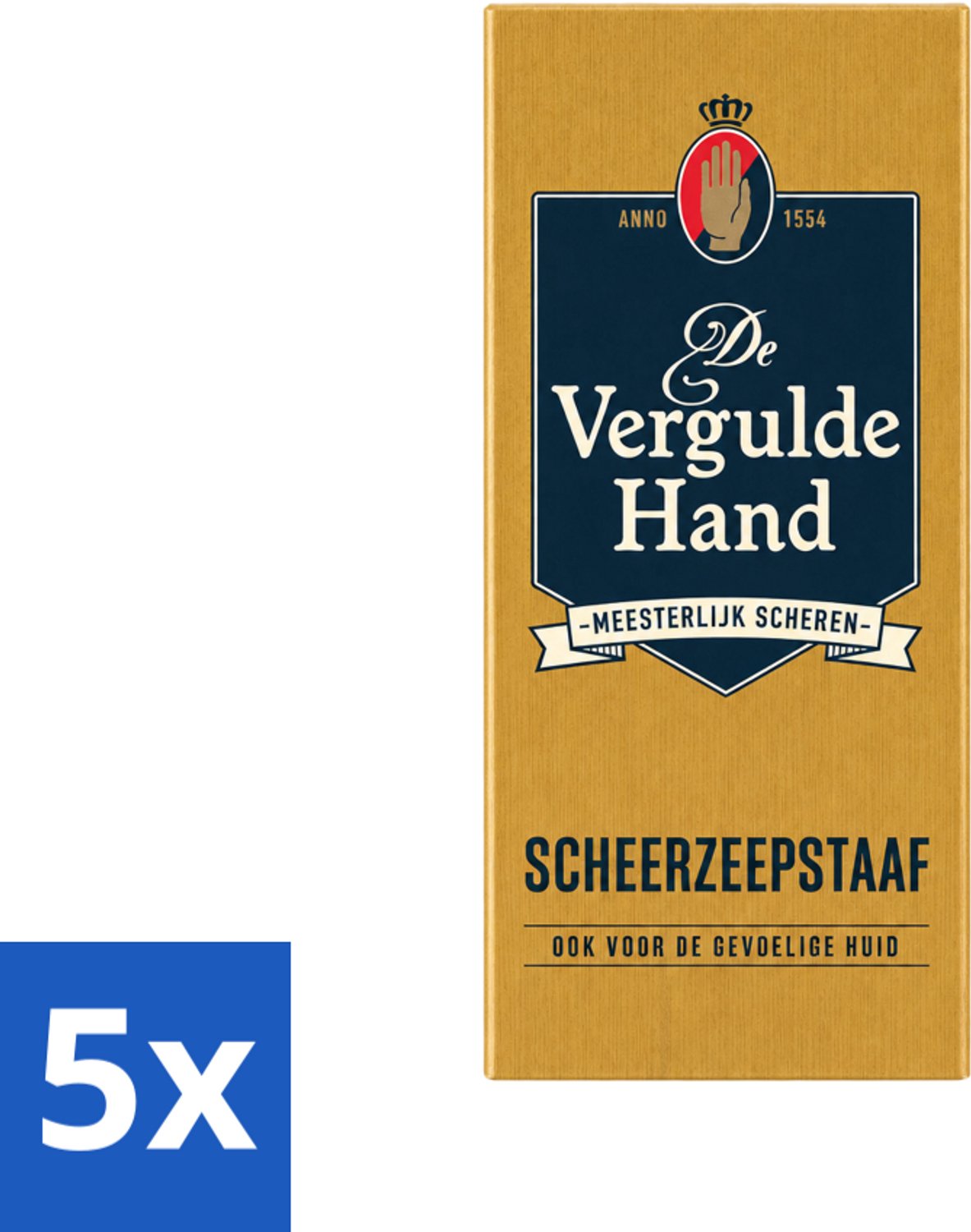 5 x De Vergulde Hand - Scheerzeepstaaf - 75 gr - Voordeelverpakking - 5 stuks