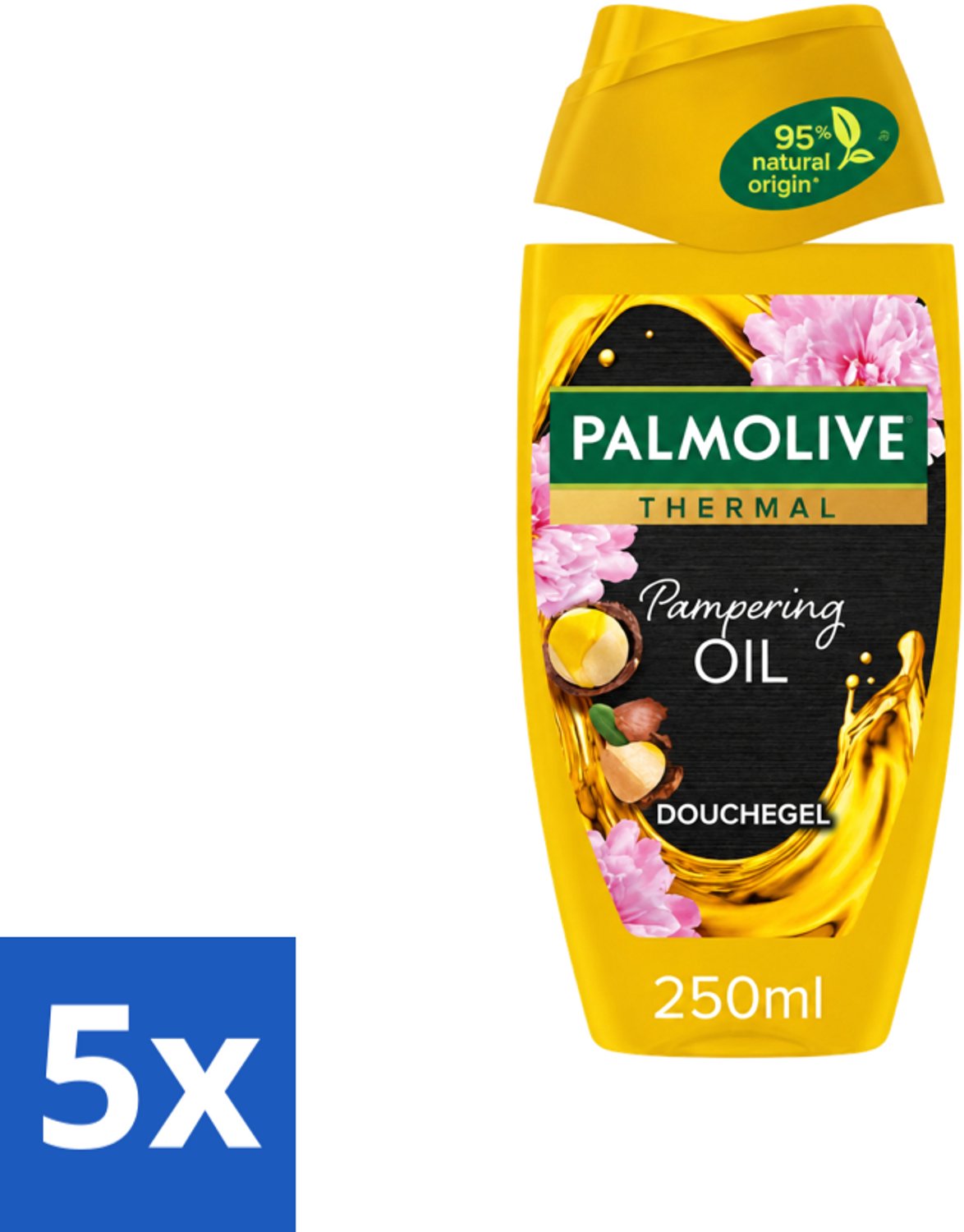 5 x Palmolive Thermal - Douchegel - Pampering Oil - Verzorgend & Herstel - 250 ml - Voordeelverpakking - 5 stuks